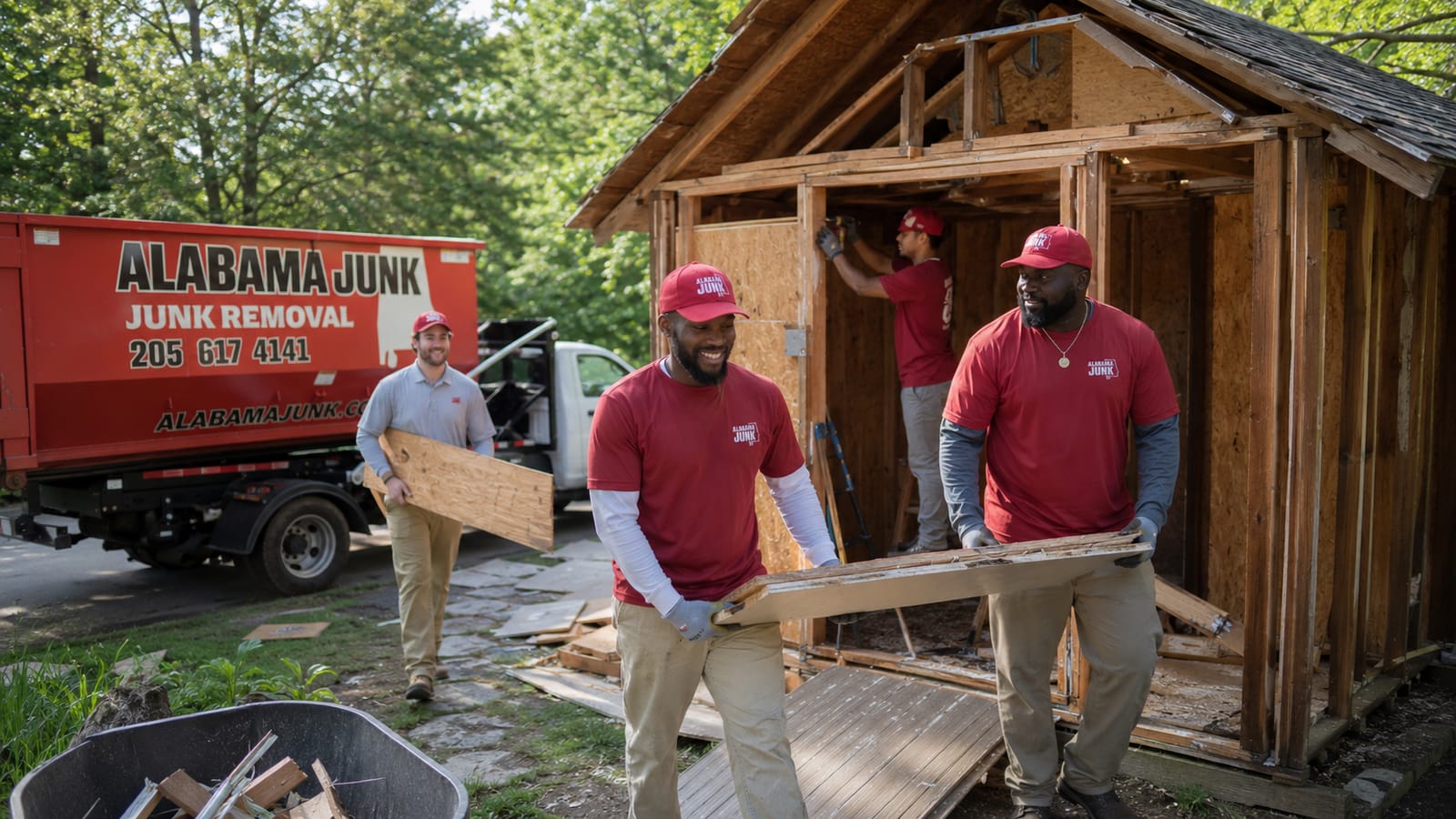 Alabama Junk Removal crew taking down a structure in Birmingham