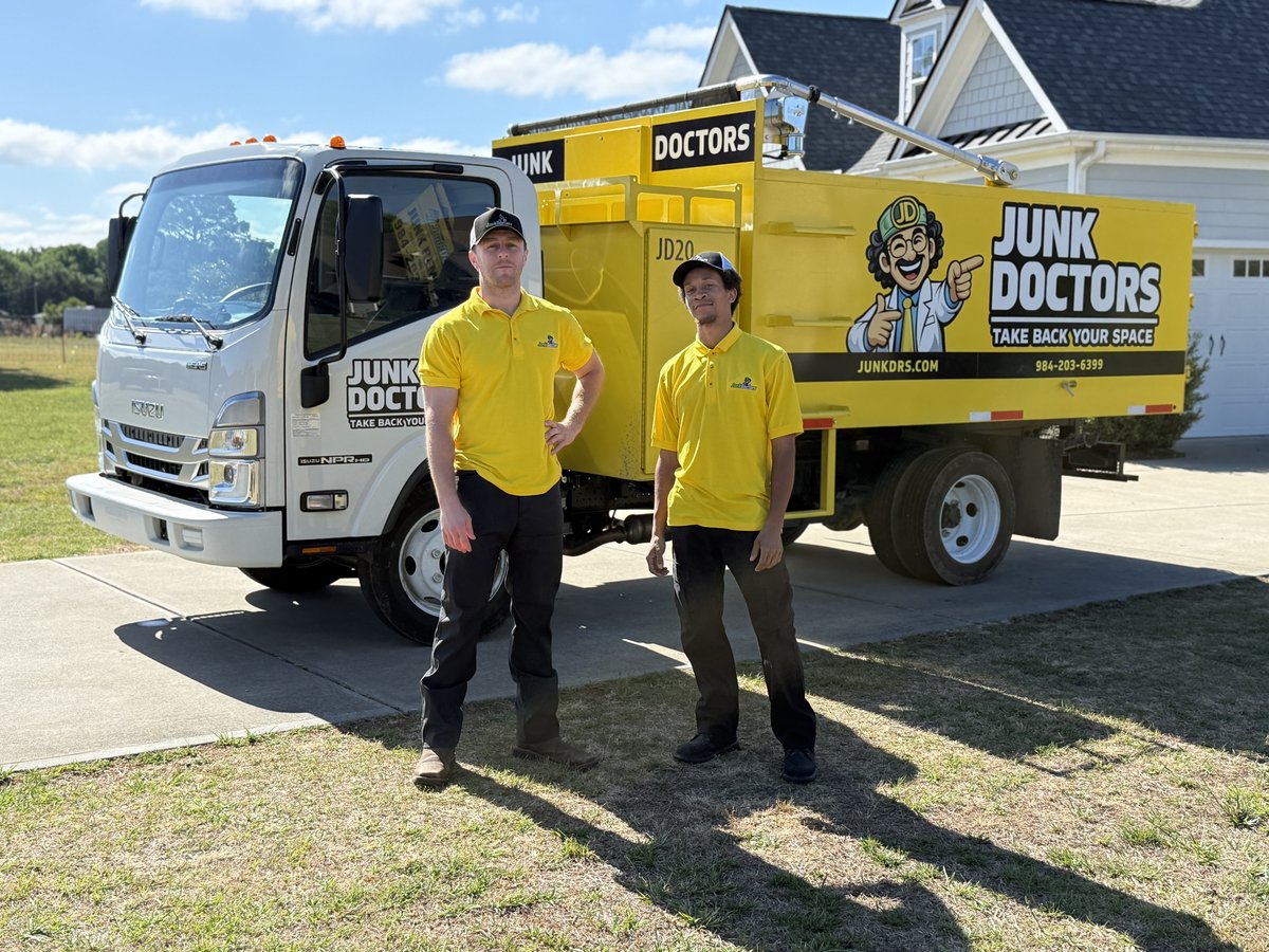 Junk Doctors crew arriving at a Raleigh NC home for same-day junk removal